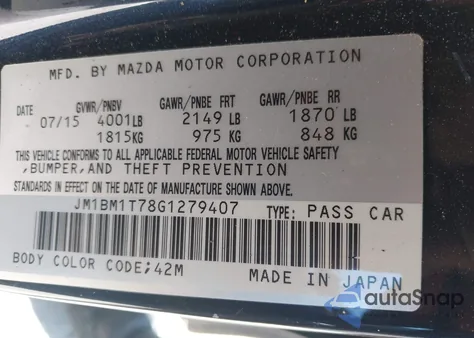 2016 Mazda Mazda3 I Sport from USA, damaged, VIN JM1BM1T78G1279407